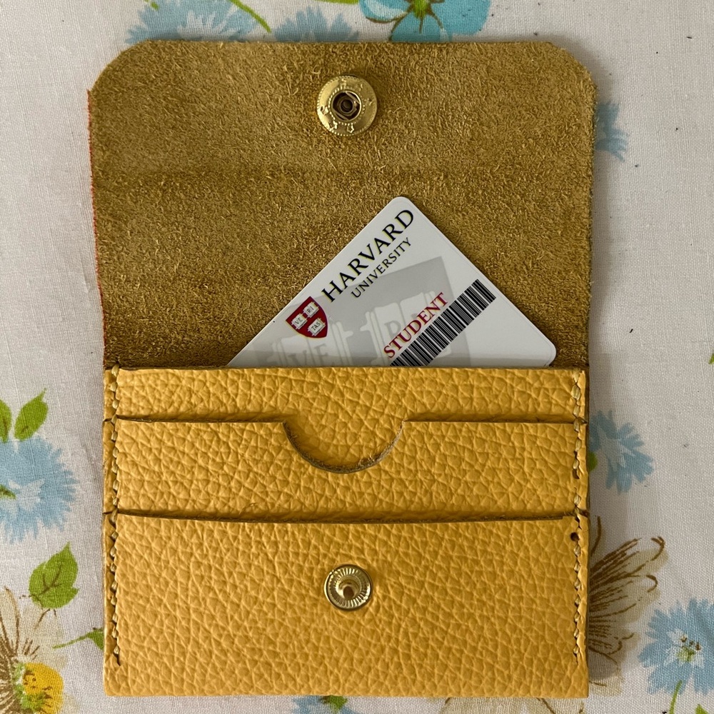 Hand Crafted Yellow Leather Wallet - Picture 2 of 5